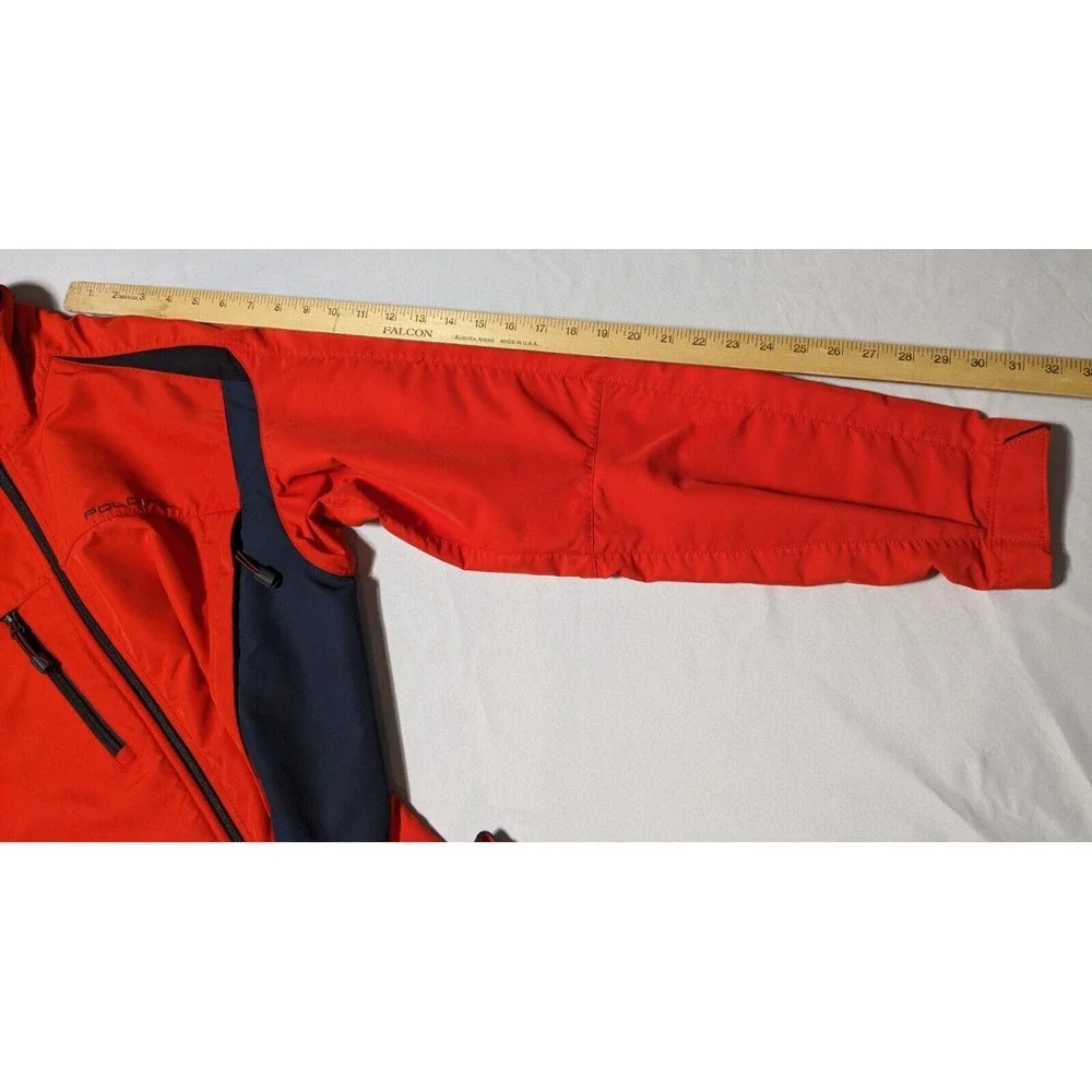 VTG POLO RALPH LAUREN Men Large Orange Full Zip Long Sleeve Windbreaker‎ Jacket